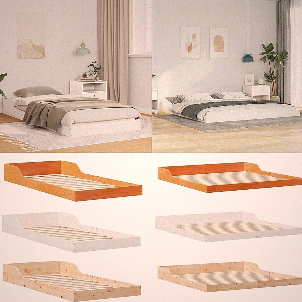 Futonbett Einzelbett Doppelbett Ohne Matratze Bett Bettgestell Massivholz #S
