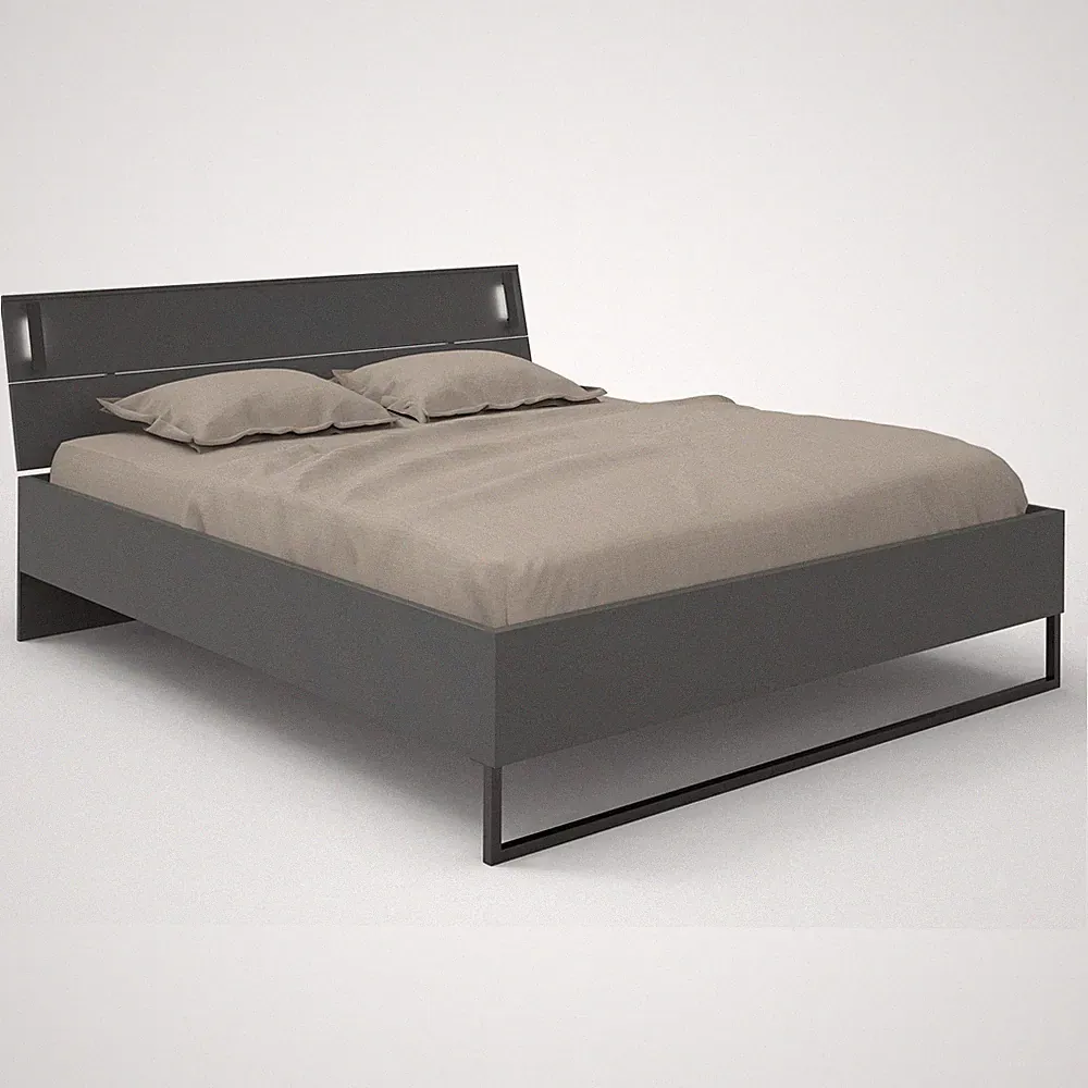 Futonbett - grafit - mit LED-Beleuchtung - 180x200 cm Bett Polsterbett