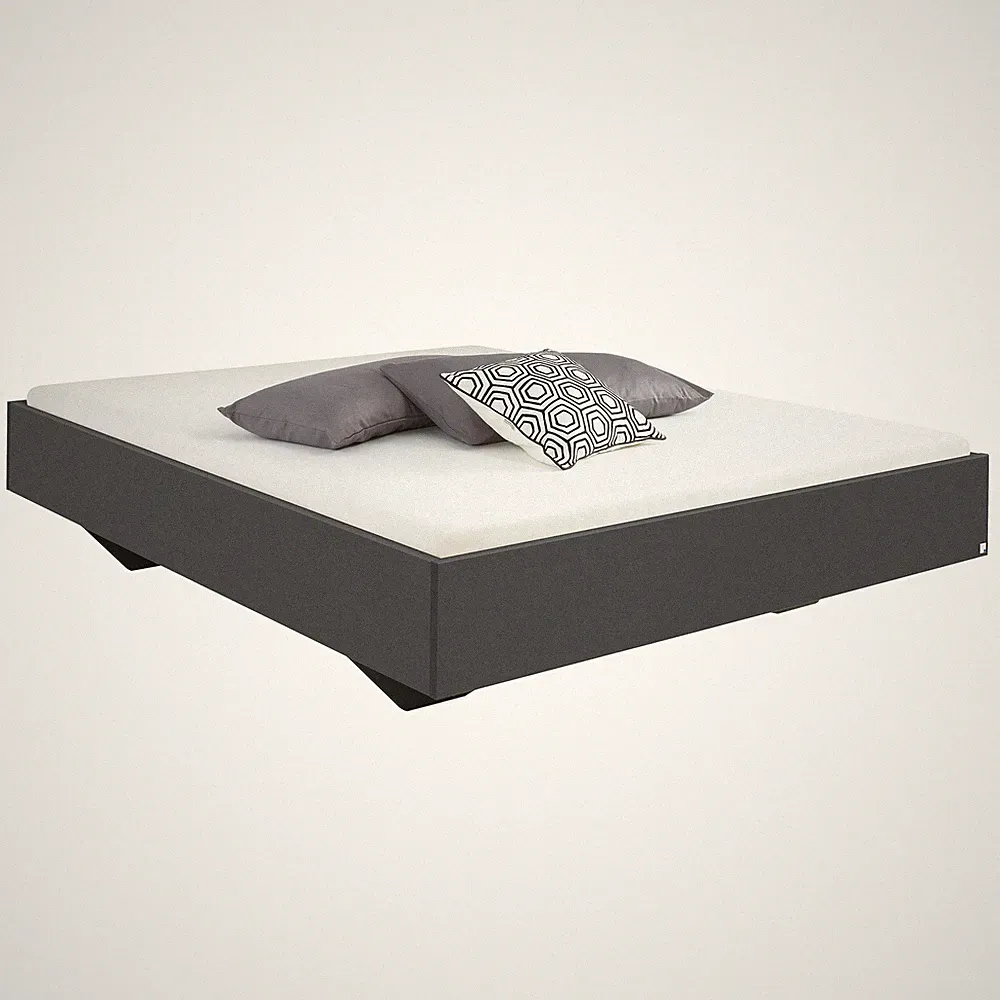 Futonbett - grau metallic - 160x200 cm Bett Polsterbett Doppelbett