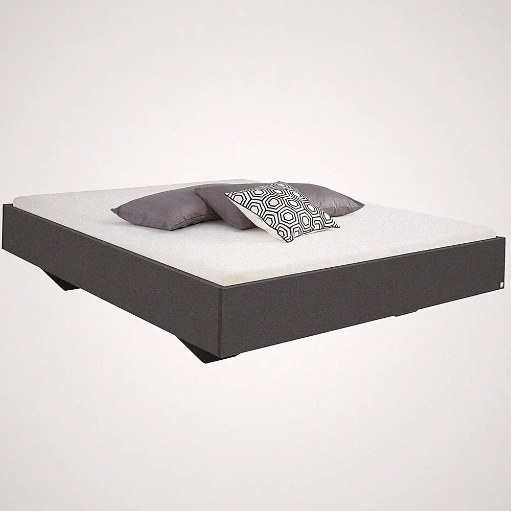 Futonbett - grau metallic - 160x200 cm Bett Polsterbett Doppelbett
