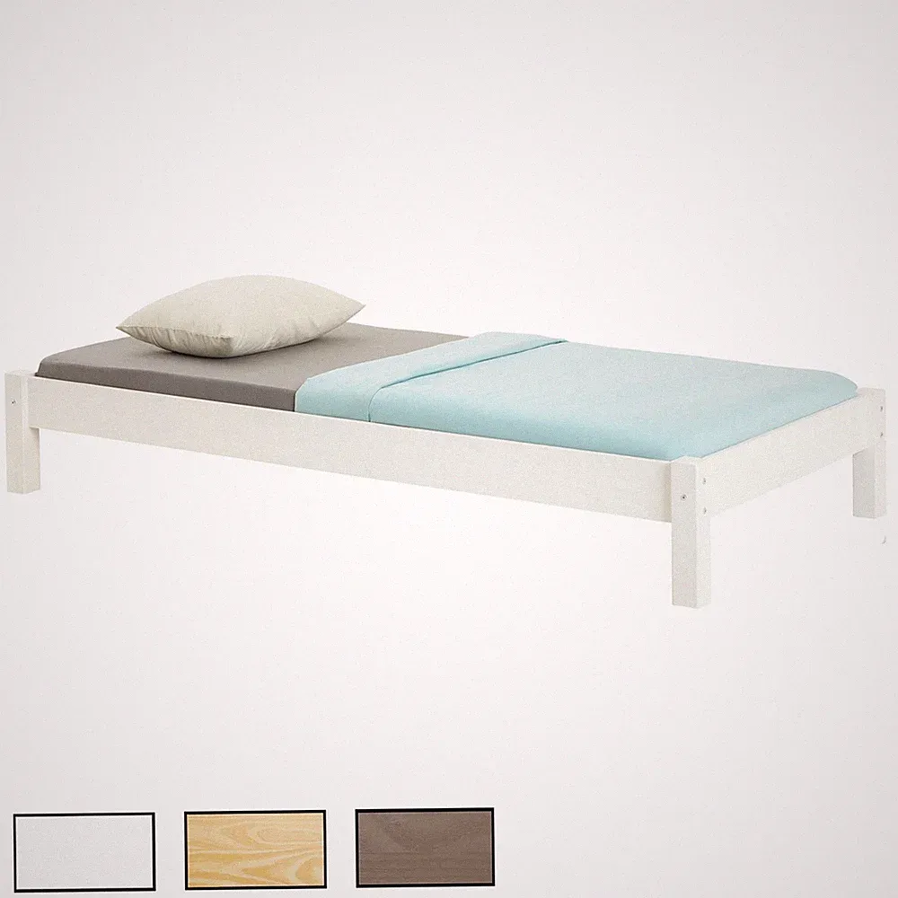 Futonbett Holzbett Einzelbett Doppelbett Jugendbett Gestell versch. Farben