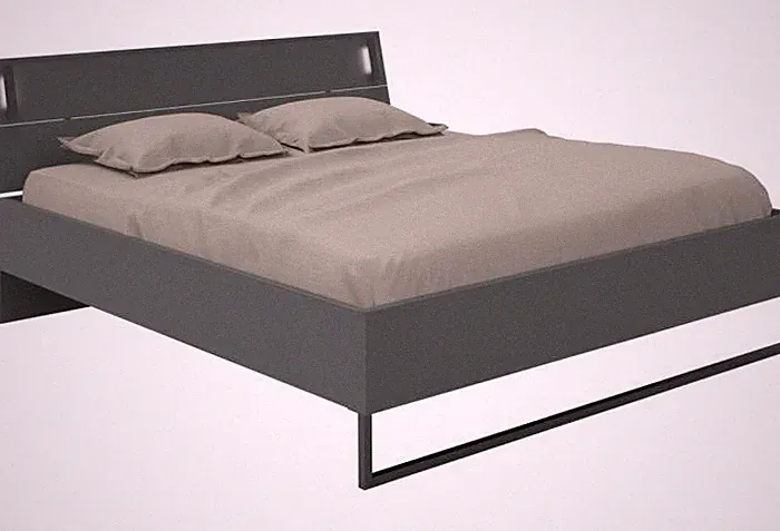 Futonbett inkl. Beleuchtung ca. 180x200 cm Graphit / Schwarz