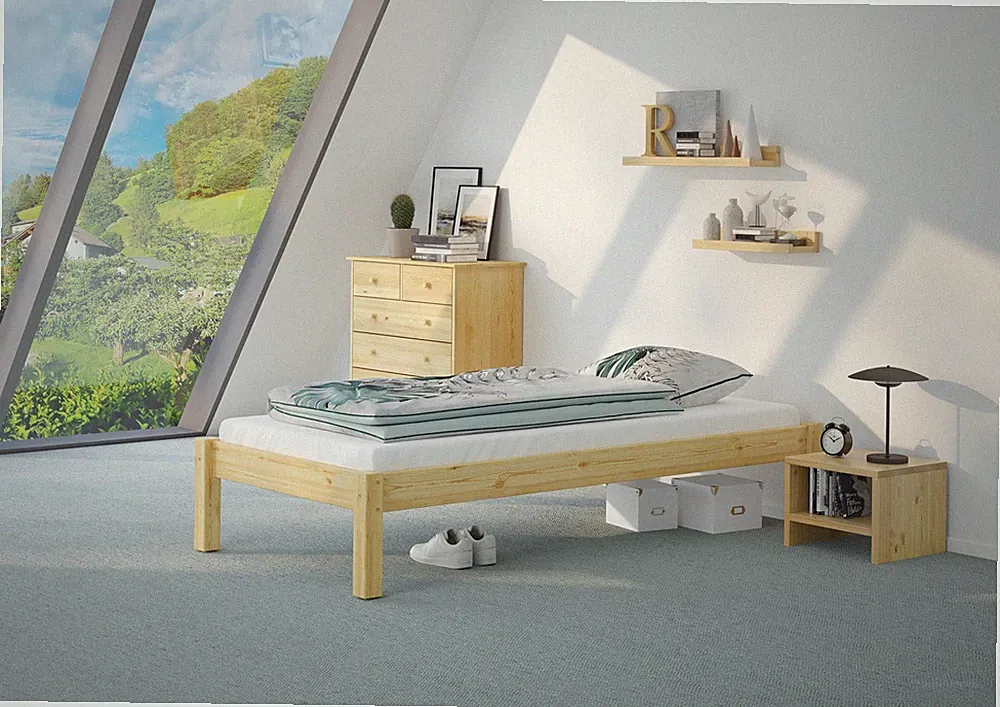 Futonbett Kiefer massiv 100x200 Einzelbett Holz Jugendbett Singlebett Holzbett
