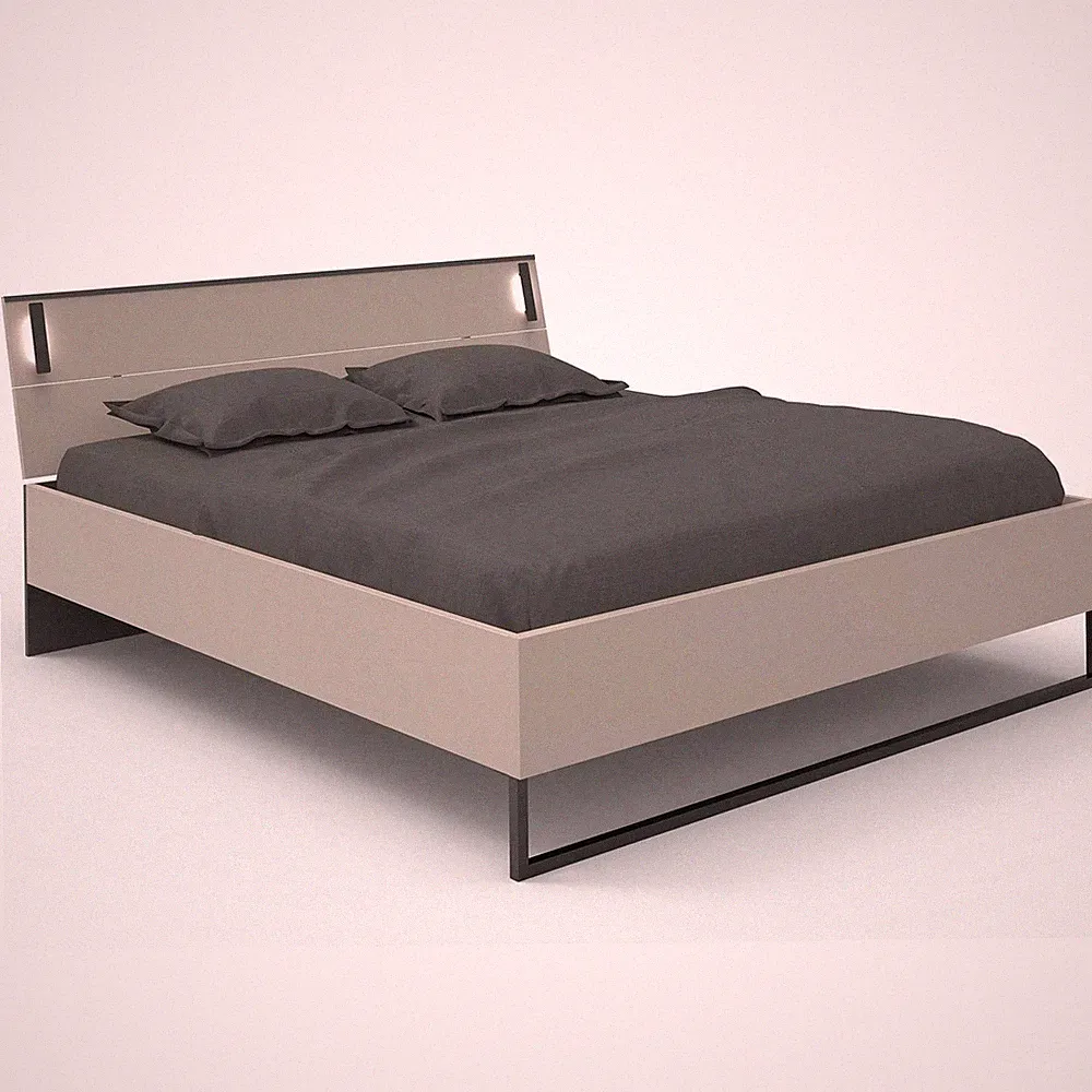 Futonbett - saharagrau-grafit - mit LED-Beleuchtung - 180x200 cm Bett
