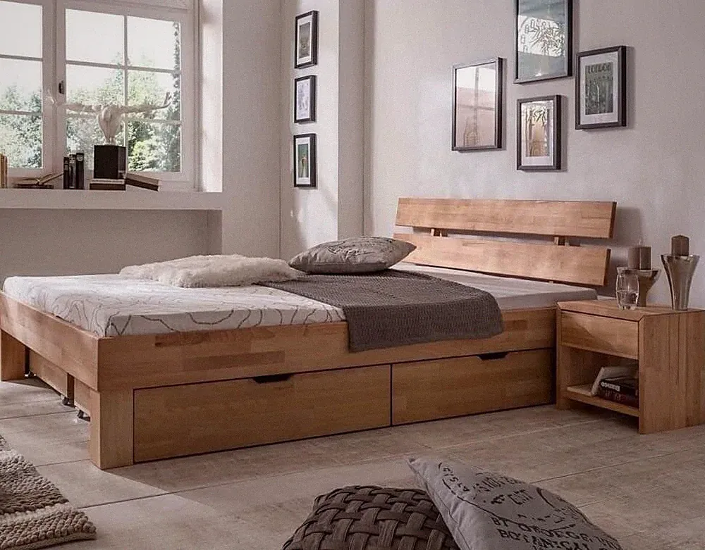 Futonbett Schlafzimmer Bett Kernbuche massiv Holz geölt Judith 100 x 200 cm