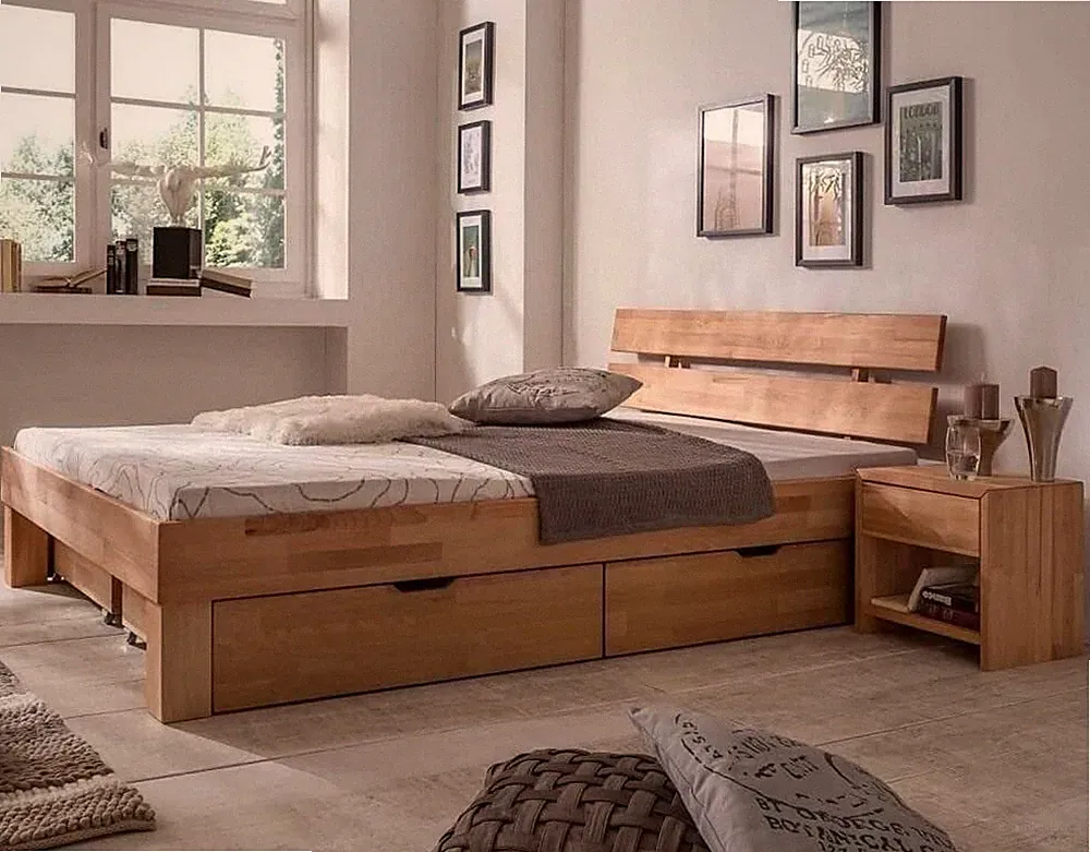 Futonbett Schlafzimmer Bett Kernbuche massiv Holz geölt Judith 120 x 200 cm