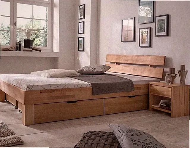 Futonbett Schlafzimmer Bett Kernbuche massiv Holz geölt Judith 180 x 200 cm