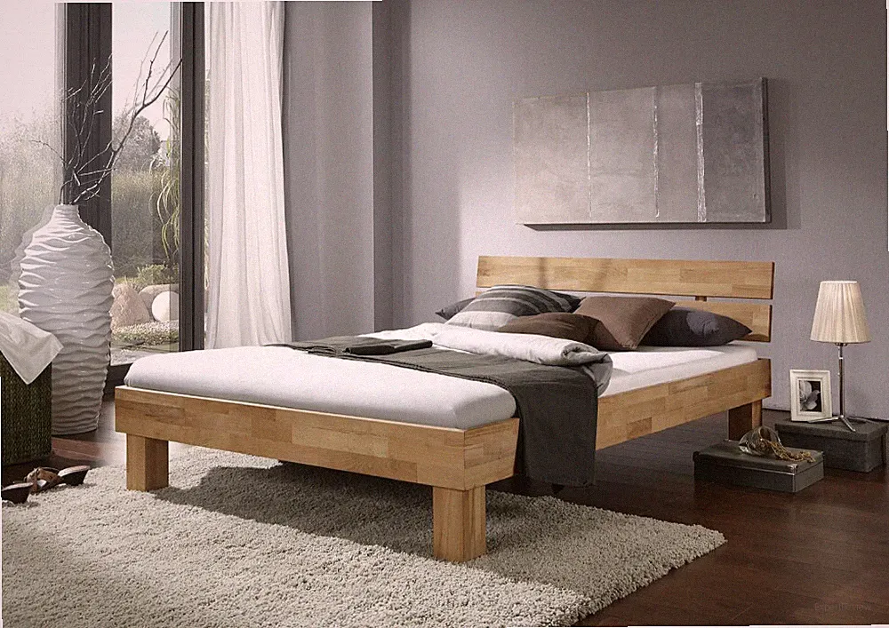 Futonbett Schlafzimmer Bett Wildeiche massiv Holz geölt Jenny 180 x 200 cm