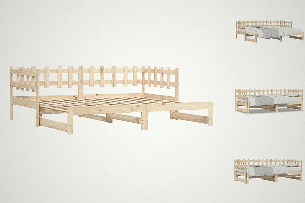 Gästebett Tagesbett Ausziehbar 2x90x200 Cm Massivholz Kiefer Bett Bettgestell