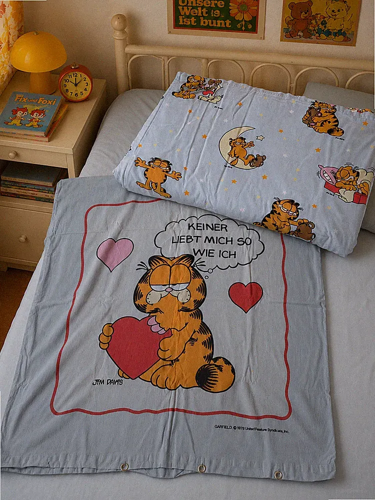 Garfield Bettwäsche Vintage 70er 80er Jahre Bettbezug 130x185 Kissen 70x75