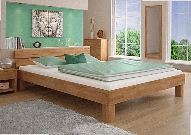 Geöltes Massivholzbett 200x200 Buche geölt Großfamilienbett Doppelbett 60.86-20