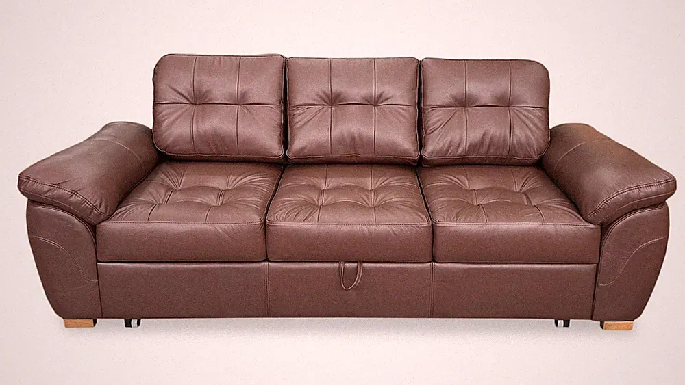 Gesteppt 3-er Sofa Oxford Pik FS mit Schlaffunktion Naturleder Leder Couch