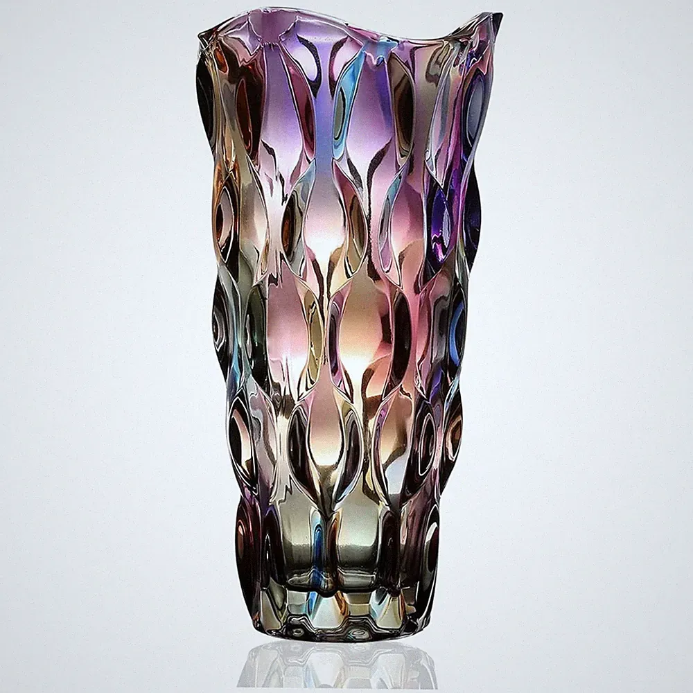 Glasvase Blumenvase modern minimalistisch handgefertigt 24cm Blumenbett