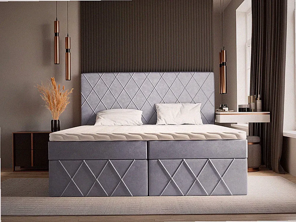 GOLDSTOFF Boxspringbett MOLLY Komplett-Set mit Matratze und Topper, Bettkästen