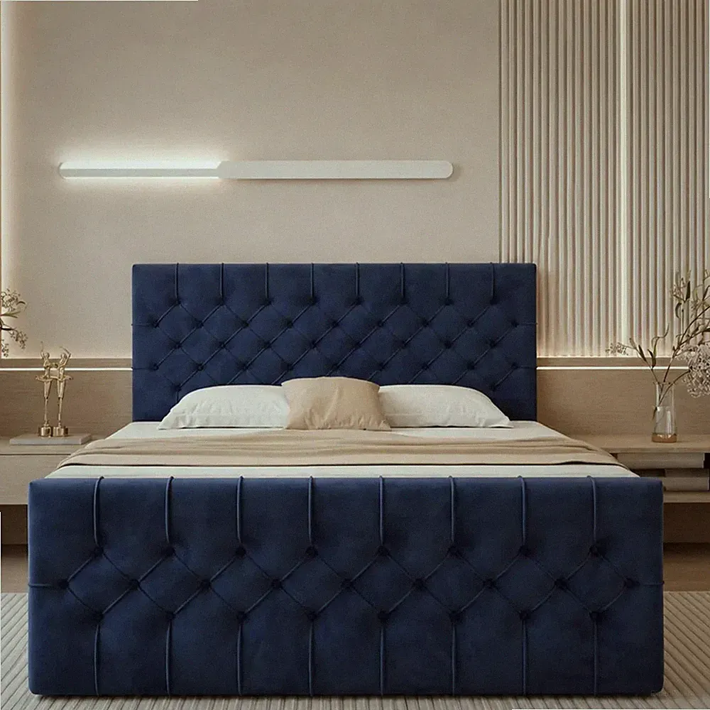 GOLDSTOFF TAURIEL Boxspringbett 120x200cm mit Federkernmatratze & Topper | Bett