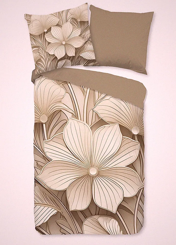 Good Morning Bettwäsche 135x200 + 1 x 80x80 cm Renforcé Artdeco Blumen natur