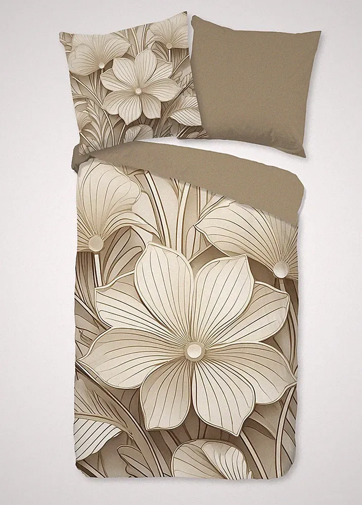 Good Morning Bettwäsche 155x220 + 1 x 80x80 cm Renforcé Artdeco Blumen natur