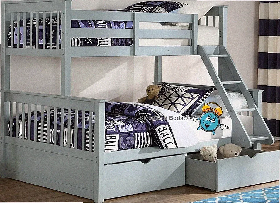 Graues Dreibettzimmer Etagenbett mit Schubladen - massive Kiefer - brandneue Etagenbetten