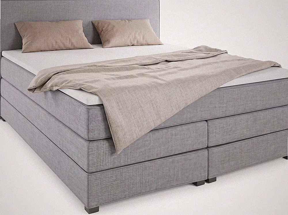 Graues modernes Boxspringbett 160 x 200 Bett mit Matratze und Toppers Betten