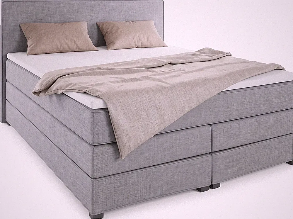 Graues modernes Boxspringbett 160 x 200 Bett mit Matratze und Toppers Betten