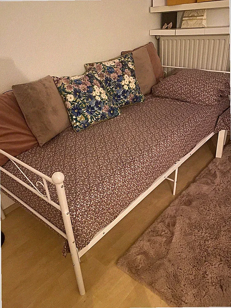 Grenada bezug baumwolle 90 x 200 cm H2, weiß, abnehmbarer Bezug und Metallbett