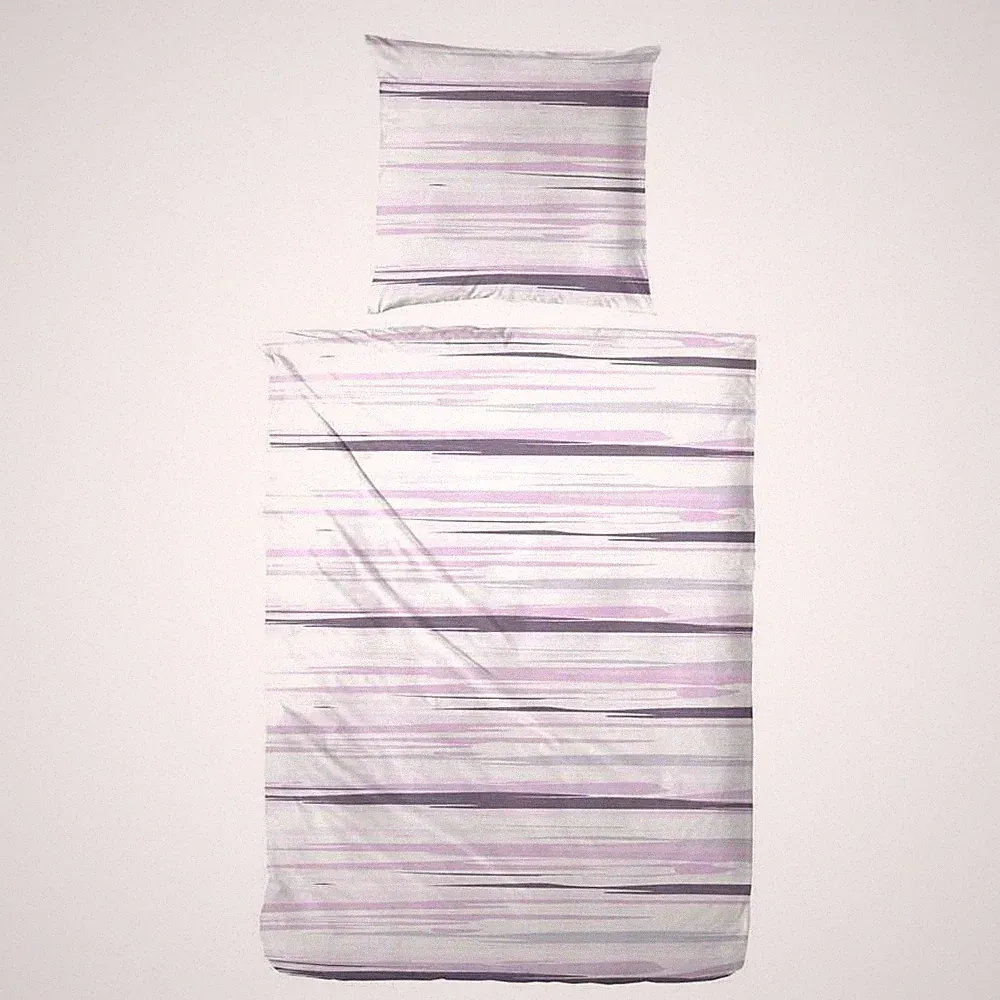 Hahn Seersucker Bettwäsche 155x220 cm + 80x80 cm Rosa Baumwolle bügelarm
