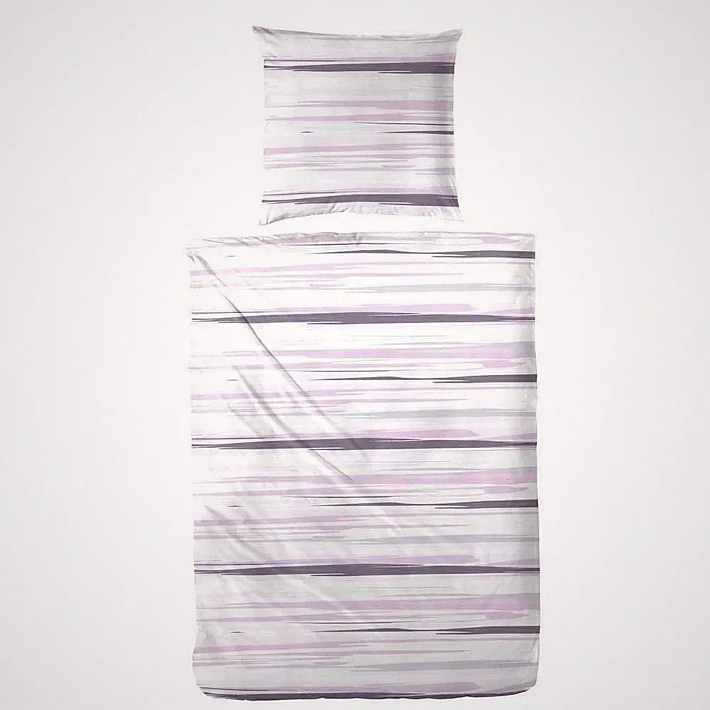 Hahn Seersucker Bettwäsche 155x220 cm + 80x80 cm Rosa Baumwolle bügelarm
