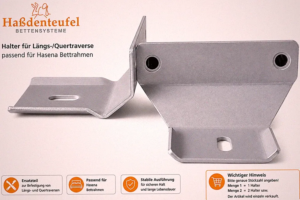 Halter / Winkel für Längs/Quertraverse Hasena Bettrahmen