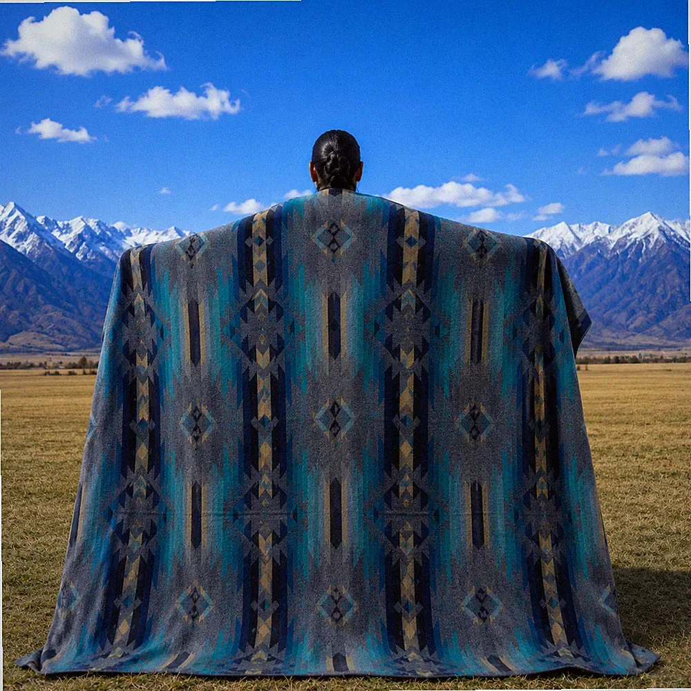 Handwoven Queen Alpaca Native American Blanket Southwest Geometric Boho Throw