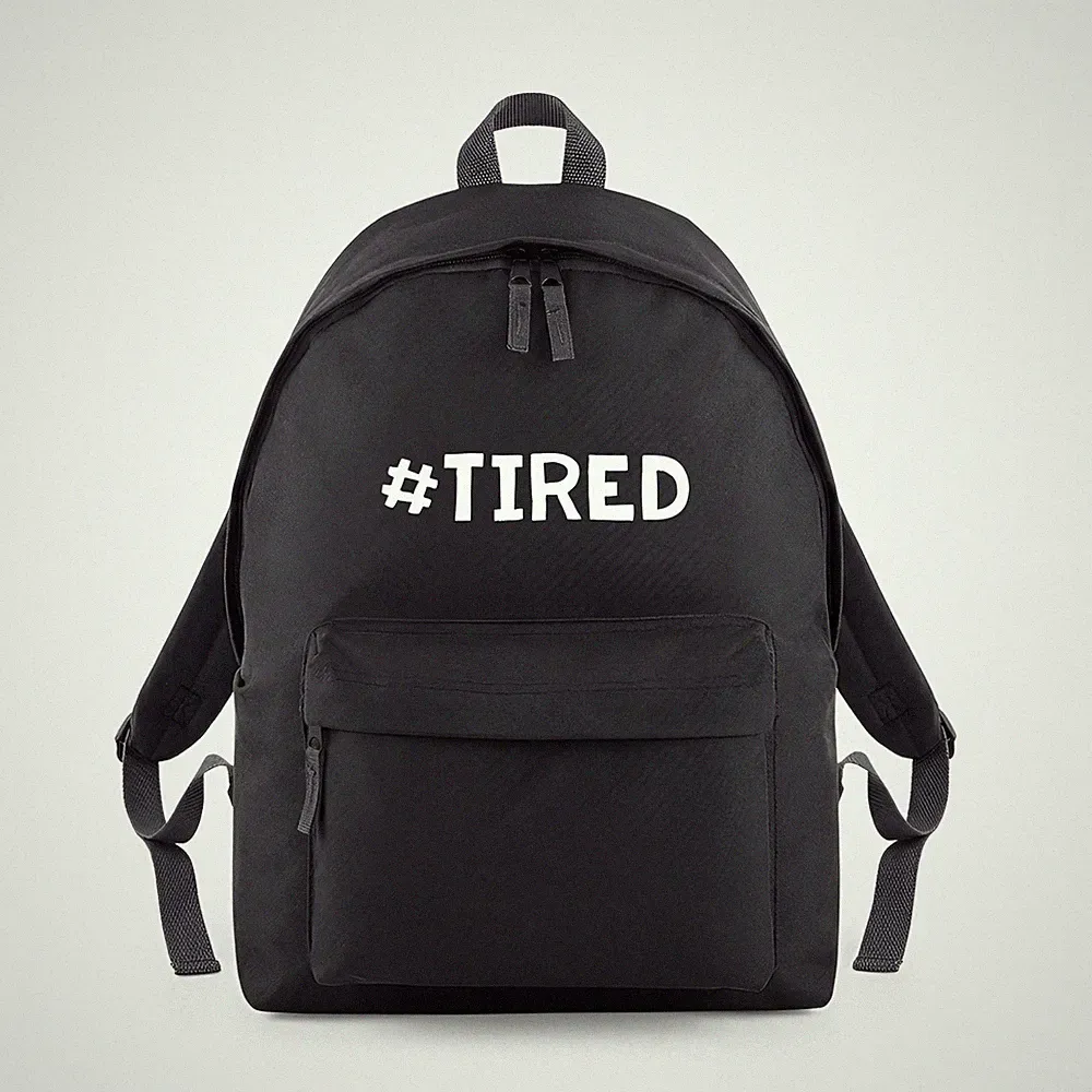 Hashtag Müde Arbeit Sleepy Erschöpft Bett Schlafrucksack Rucksack Arbeitszimmertasche