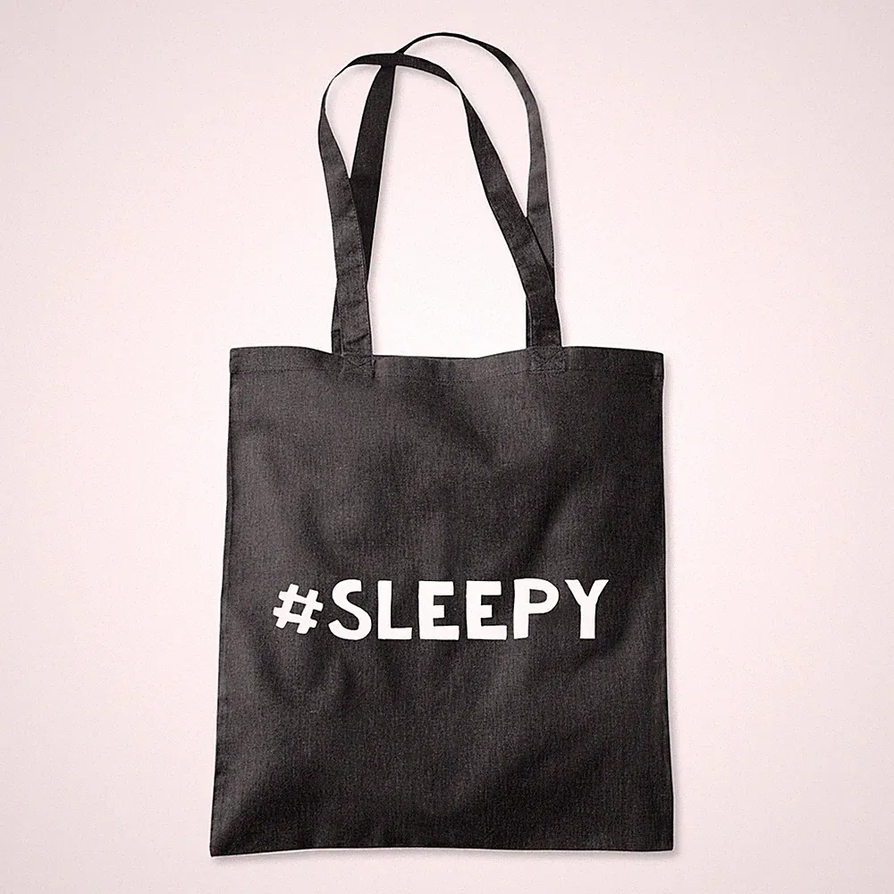 Hashtag Sleepy Exhausted Tired Bed Schlaftasche Shopping Strand Shopper Tasche