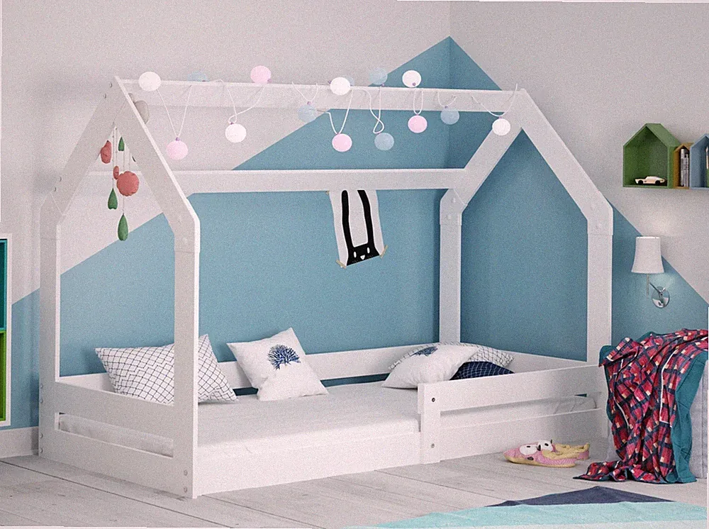 Hausbett 160x80cm Montessori Kinderbett Bodenbett Holzbett Einzelbett