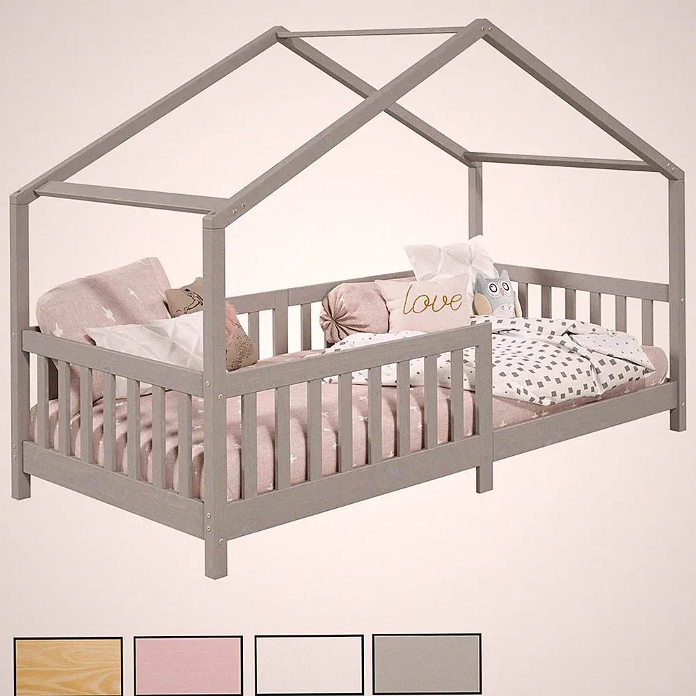 Hausbett Tipibett Kinderbett Montessori Bett massive Kiefer 90 x 200