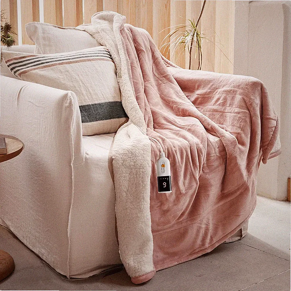 Heizdecke elektrisch Überwurf 130x160cm maschinenwaschbar rosa 9 Wärmestufen