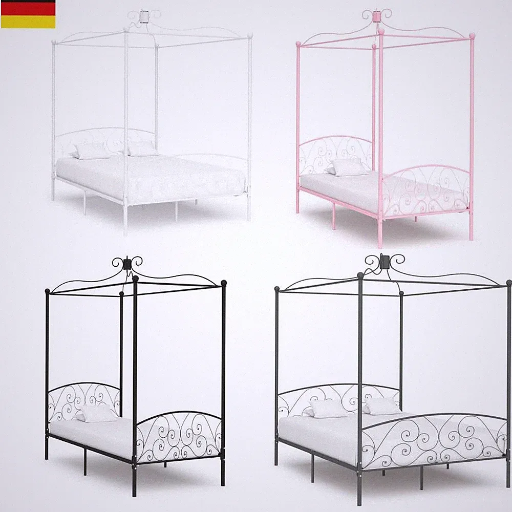 Himmelbett Bettgestell Metallbett Doppelbett Bett mehrere Auswahl vidaXL