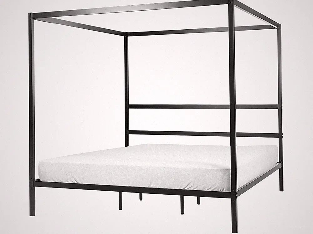 Himmelbett Metall schwarz 180 x 200 cm mit vier Pfosten elegant modern Lestards