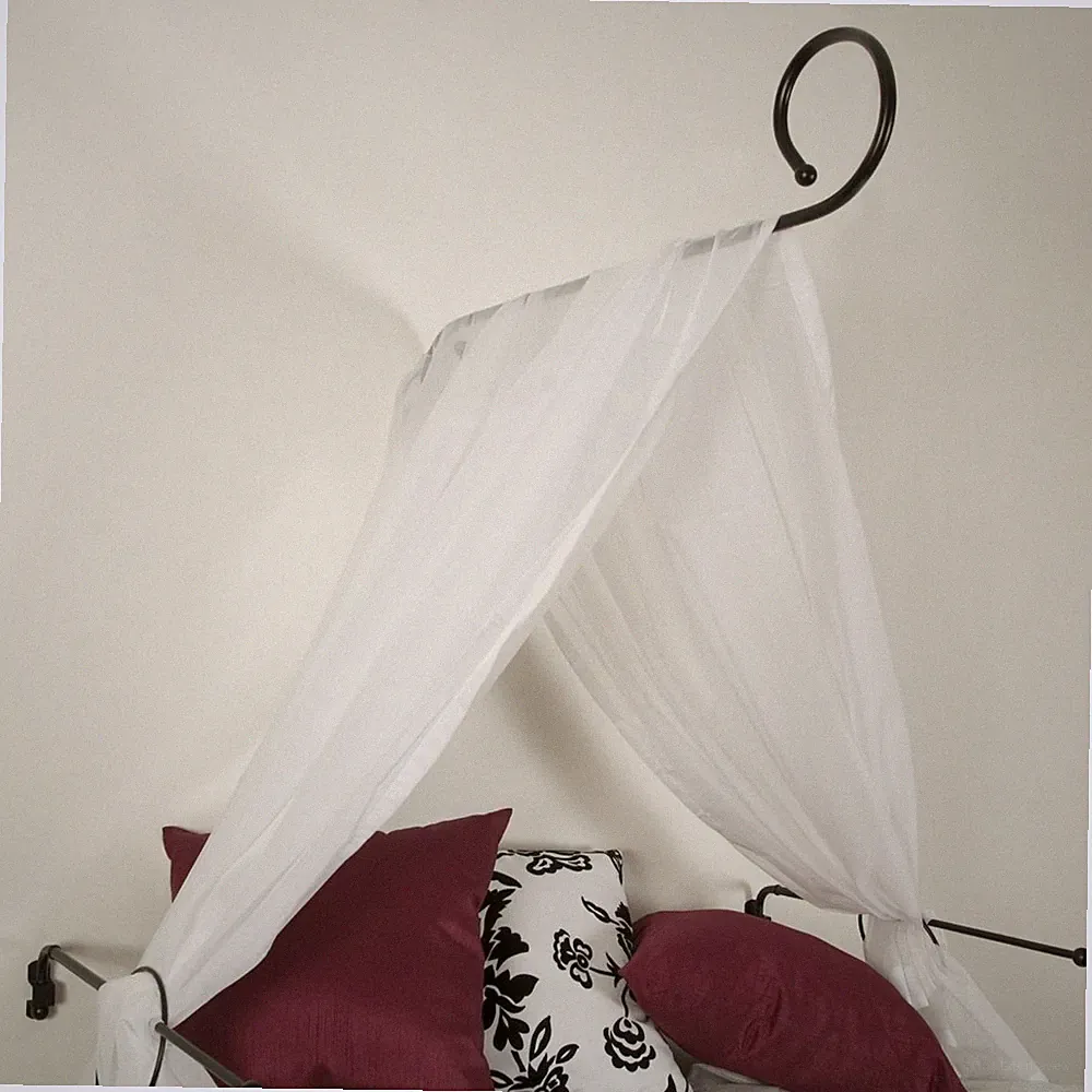 Himmelbett-Set weiß schwarz chrom Baldachin Himmelbettstange Betthimmel Stange