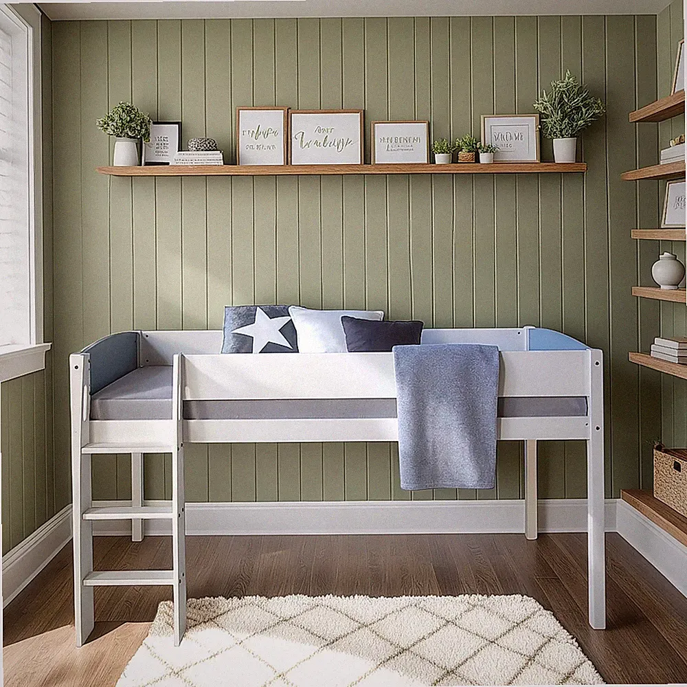 Hochbett 90x200 cm Kinder Bett Weiß Stockbett Holz Massiv Kinderbett Homestyle4u