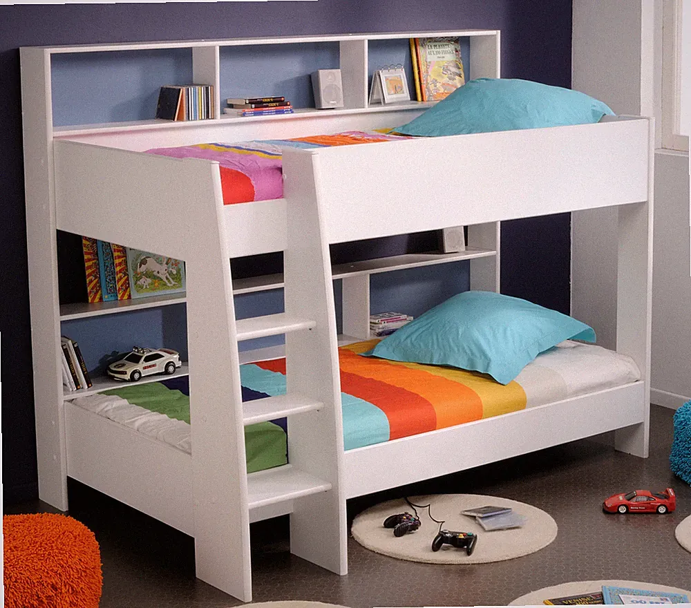 Hochbett Etagenbett Kinderbett 2x Bett 90x200 Lattenrost Stauraum Parisot TamTam