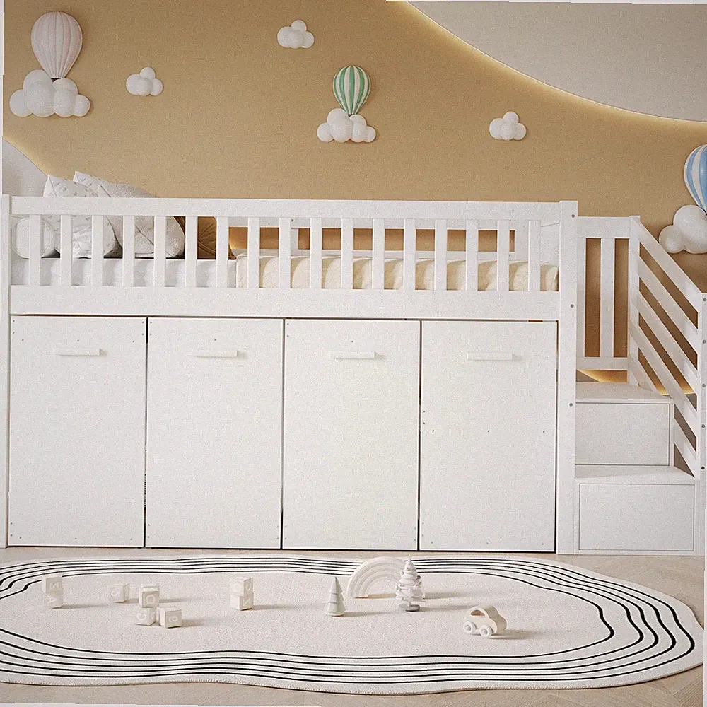 Hochbett Etagenbett Kinderbett mit Schreibtisch Schreibtisch Treppen Schrank Neu