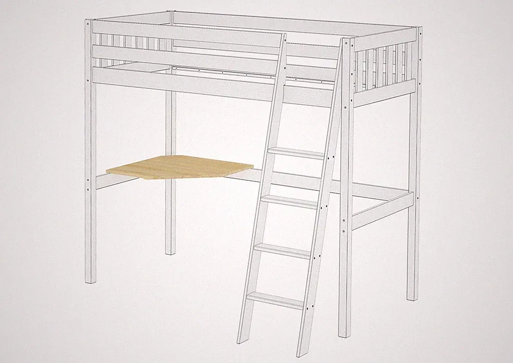 Hochbett Kieferholzbett Stockbett 90x200 aus Kiefer mit wählbarem Zubehör