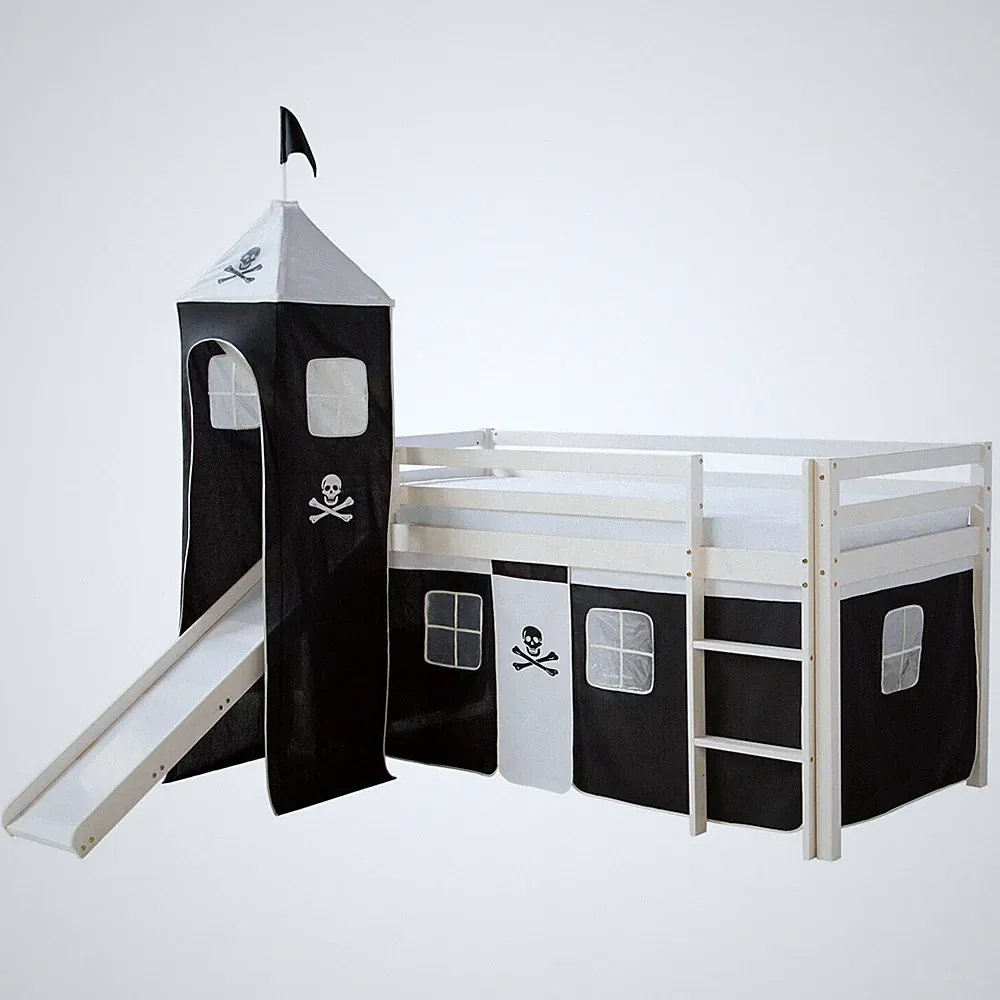 Hochbett mit Rutsche 90x200 cm Kinderbett Stockbett Spielbett Turm Homestyle4u