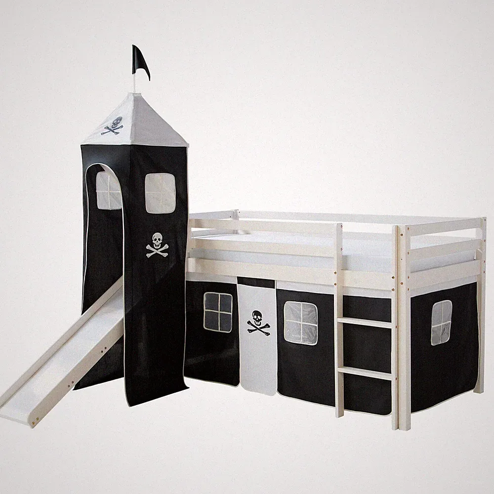 Hochbett mit Rutsche 90x200 cm Kinderbett Stockbett Spielbett Turm Homestyle4u