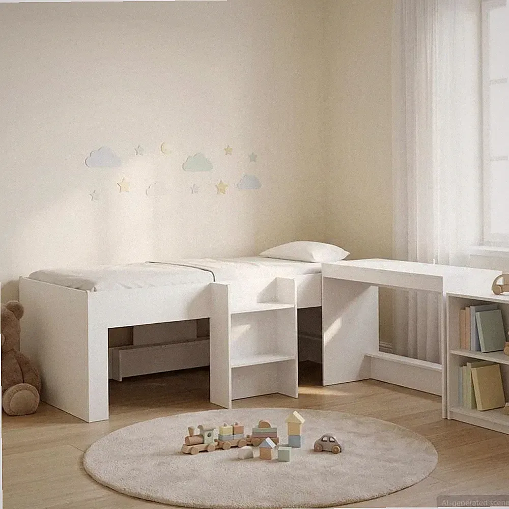 Hochbett mit Schreibtisch für Kinder Holzwerkstoff Bettgestell Combo vidaXL