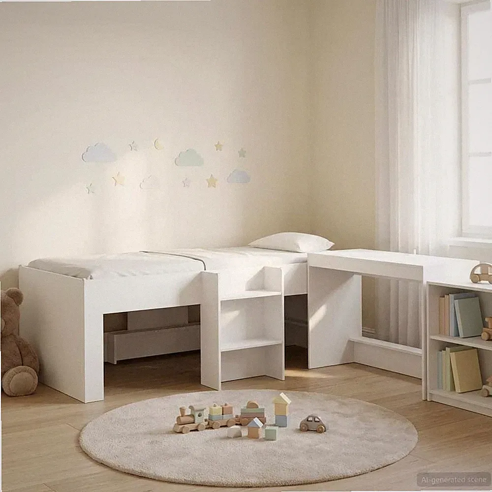 Hochbett mit Schreibtisch für Kinder Holzwerkstoff Bettgestell Combo vidaXL