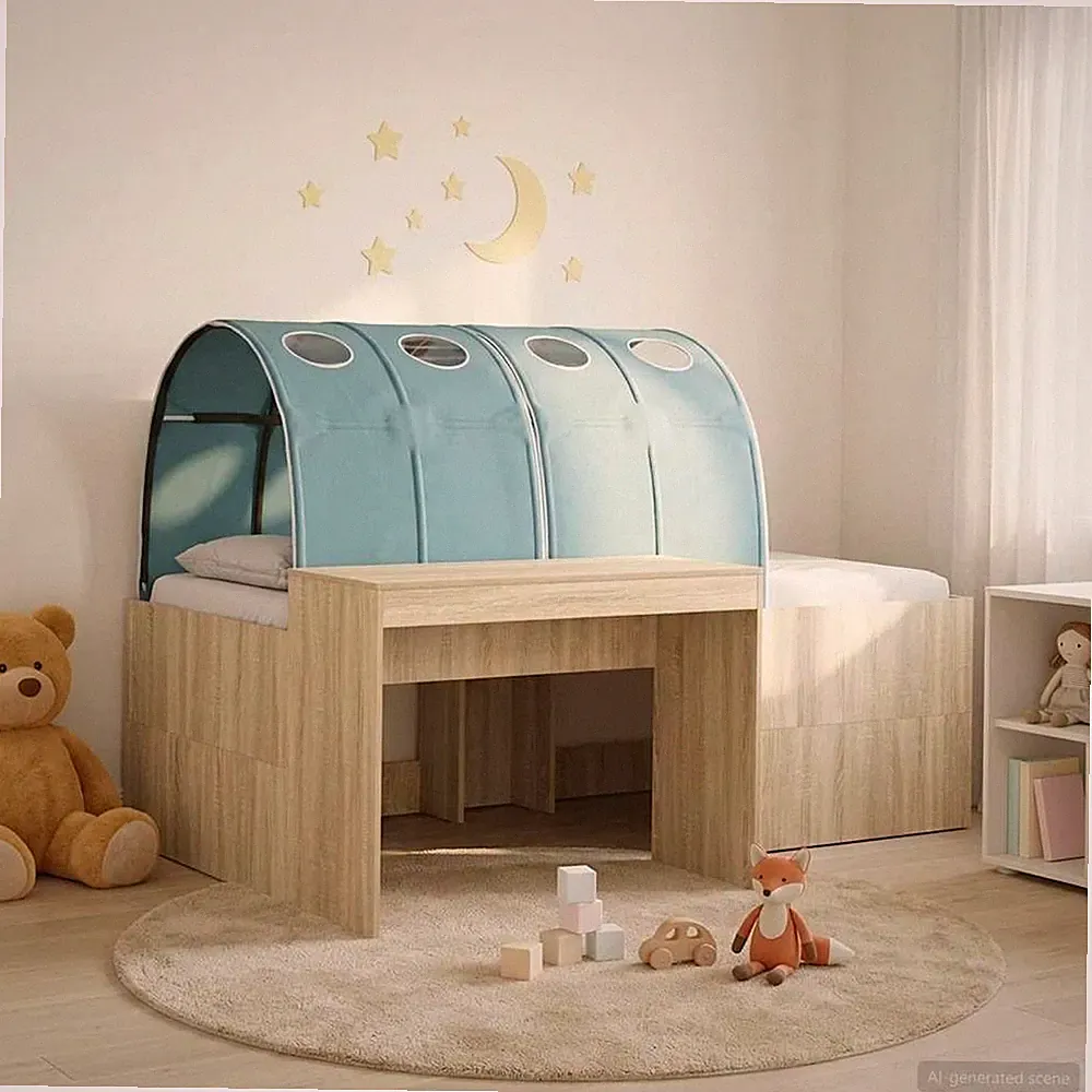 Hochbett mit Schreibtisch für Kinder Holzwerkstoff Bettrahmen Modernes vidaXL