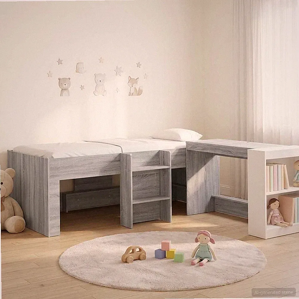 Hochbett mit Schreibtisch für Kinder Holzwerkstoff Kinderbett Rahmen vidaXL
