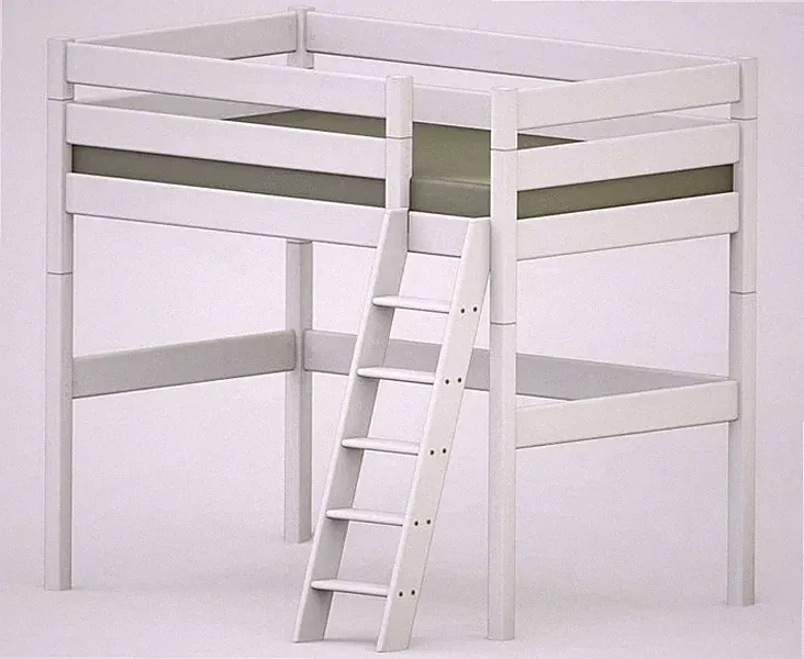 Hochbett Stockbett massiv Kiefer 120x200cm H 190 cm weiß lackiert