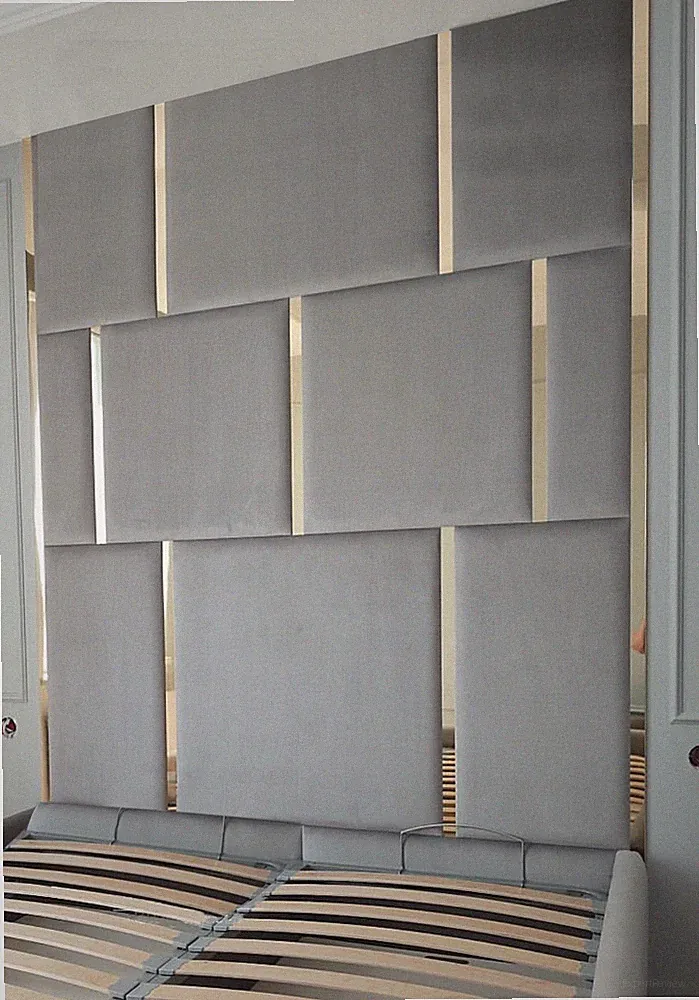 Hohes Cubex Wand Kopfteil bodenstehend weicher Plüsch Samt | Panel Design