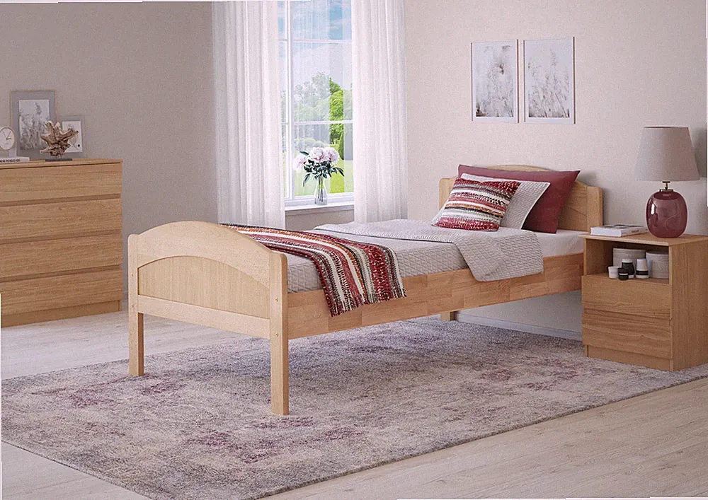 Hohes Massivholzbett Seniorenbett Überlänge 90x220 Buche natur Zubehör wählbar